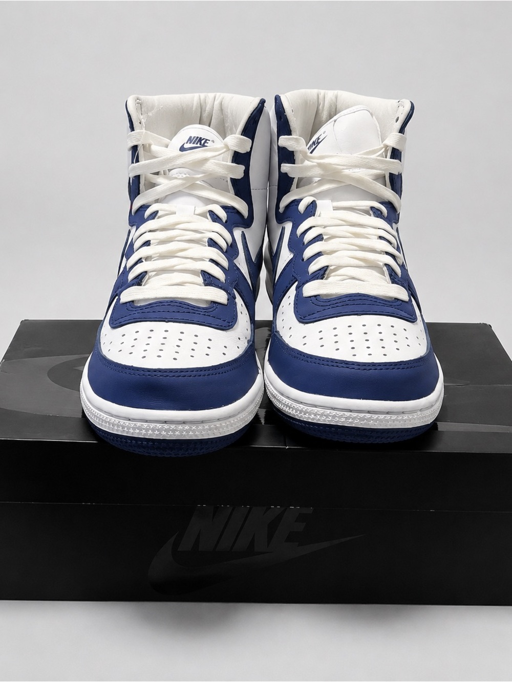 Nike Men’s High-Top Sneakers in White and Navy Blue